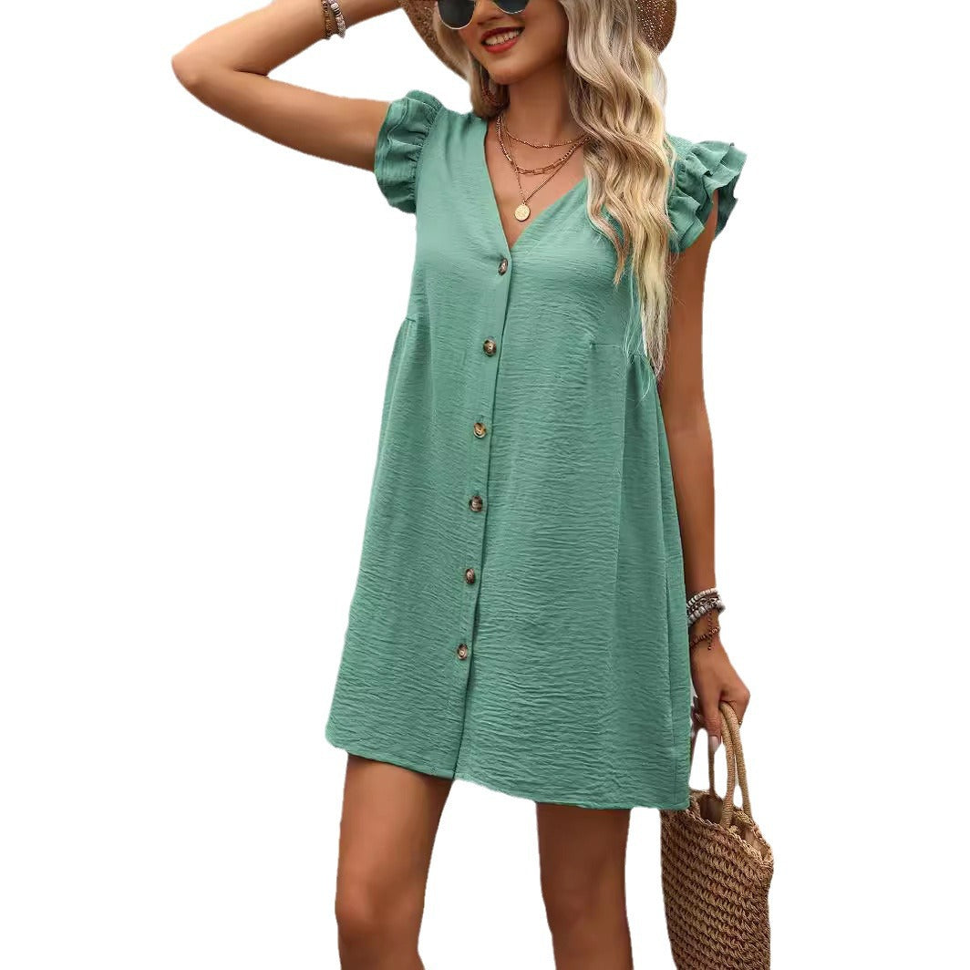 Damernas luftig omlottröja med volangdetaljer och knäppning Eva Jonsson-Eva Jonsson