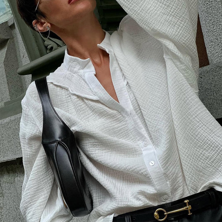 Damernas luftig oversize-blus med texturerat tyg Mirla-Eva Jonsson
