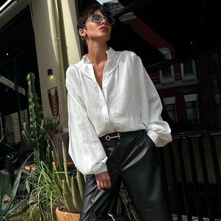 Damernas luftig oversize-blus med texturerat tyg Mirla-Eva Jonsson