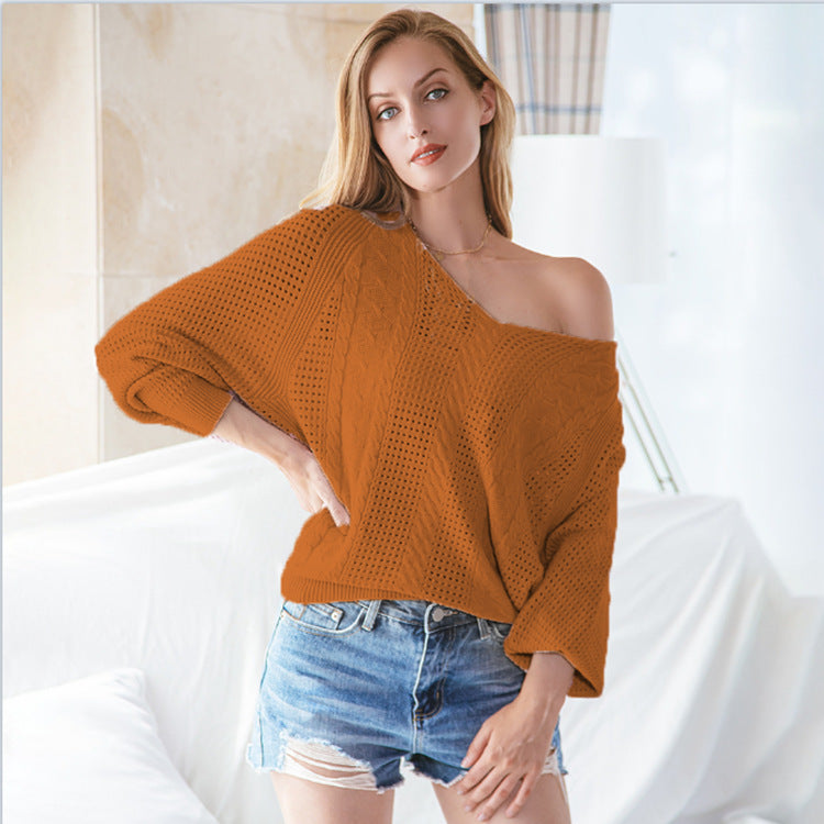 Damernas luftig stickad tröja med V-hals och strukturerad design Eva Jonsson-Eva Jonsson