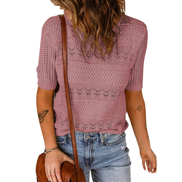 Damernas luftig stickad tröja med hålmönster Eva Jonsson-Eva Jonsson