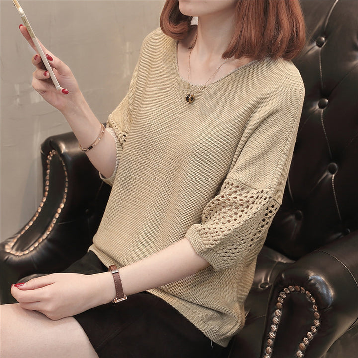 Damernas luftig stickad tröja med unika hålmönster Eva Jonsson-Eva Jonsson