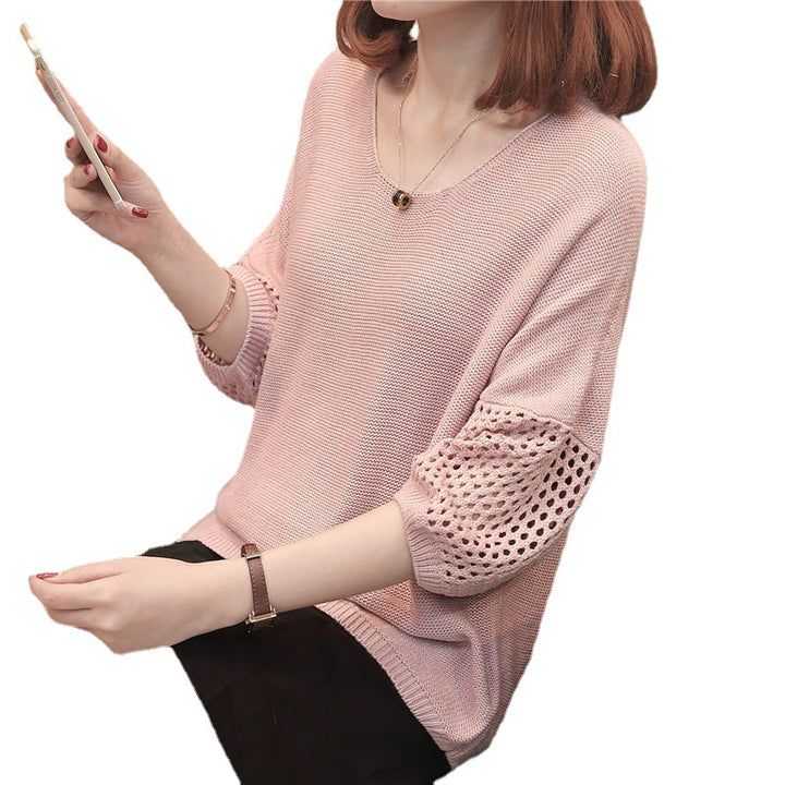 Damernas luftig stickad tröja med unika hålmönster Eva Jonsson-Eva Jonsson