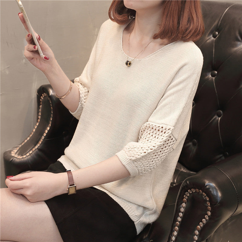 Damernas luftig stickad tröja med unika hålmönster Eva Jonsson-Eva Jonsson