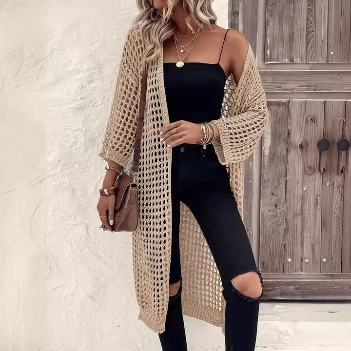 Damernas luftig virkade jacka i boho-stil med vid passform Eva Jonsson-Eva Jonsson