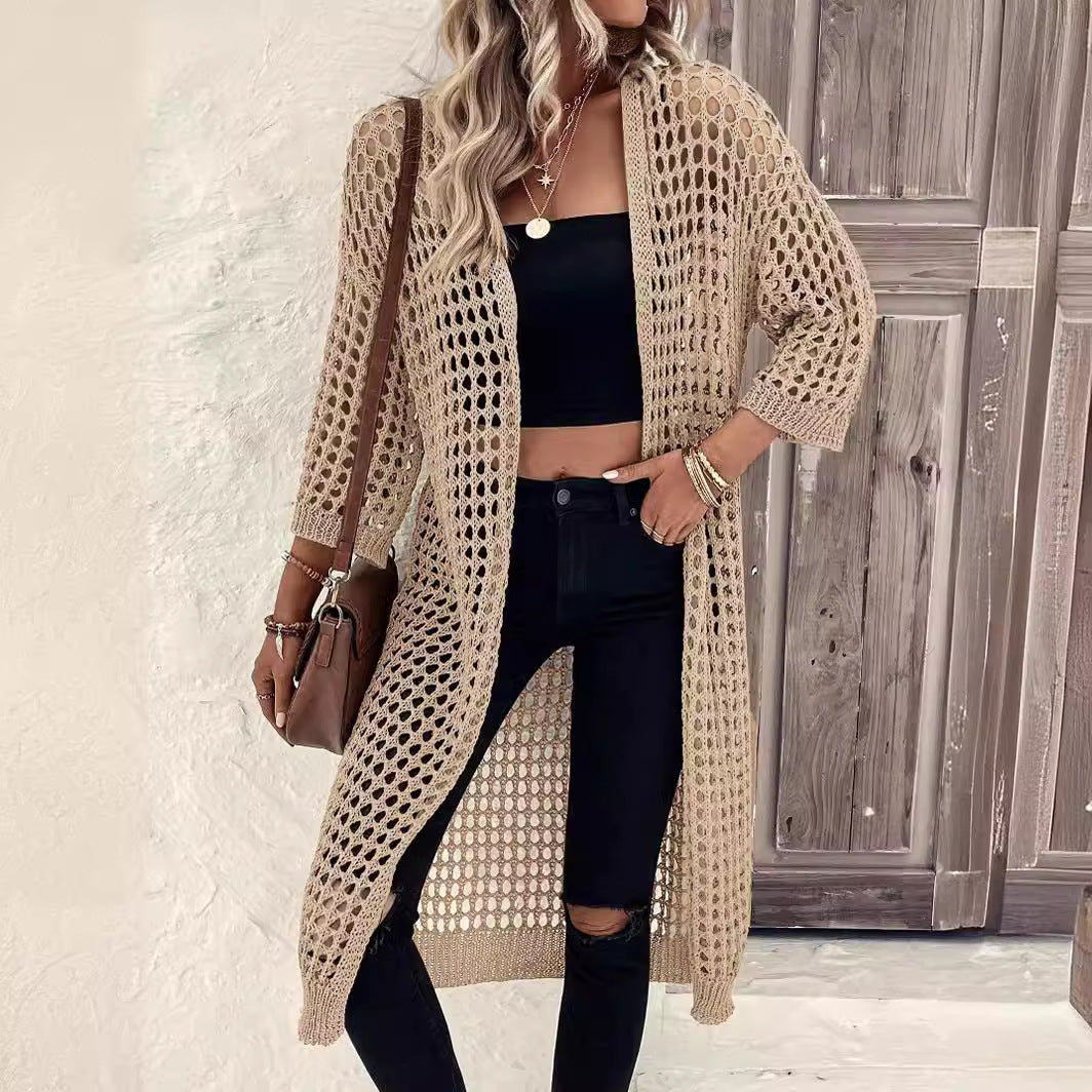 Damernas luftig virkade jacka i boho-stil med vid passform Eva Jonsson-Eva Jonsson