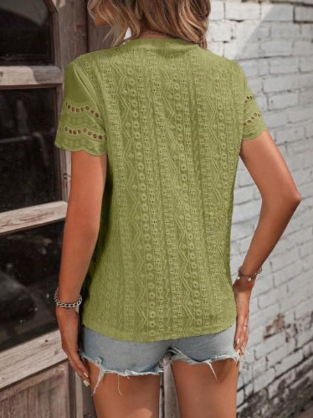 Damernas luftiga blus med broderi Mirla-Eva Jonsson
