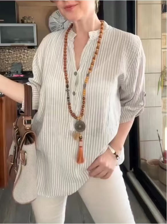 Damernas luftiga blus med charmig randig design Eva Jonsson-Eva Jonsson