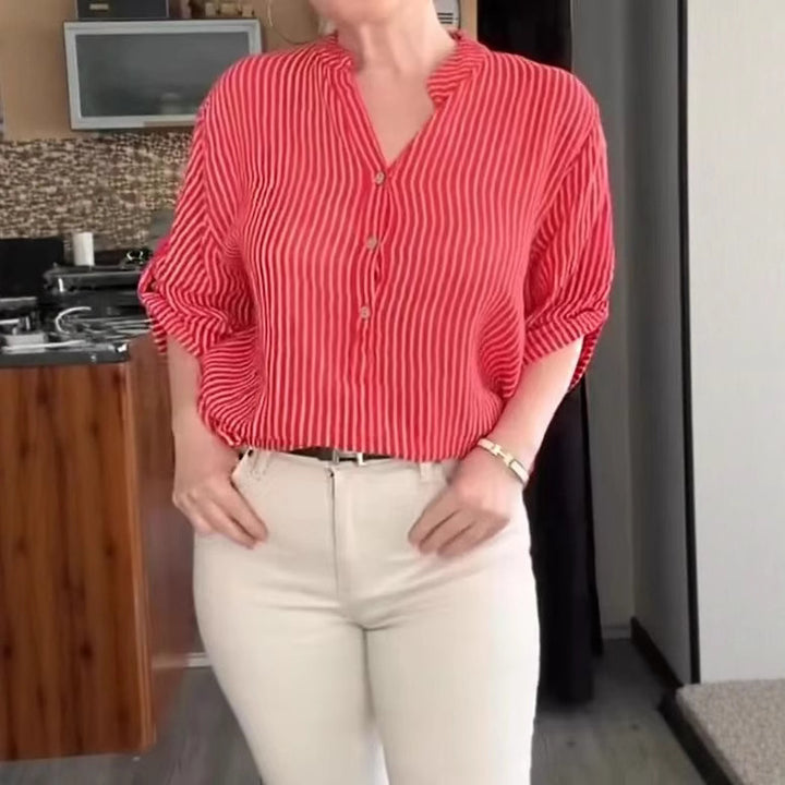 Damernas luftiga blus med charmig randig design Eva Jonsson-Eva Jonsson