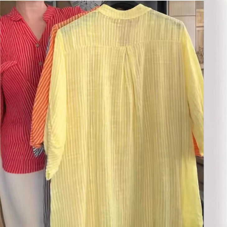 Damernas luftiga blus med charmig randig design Eva Jonsson-Eva Jonsson