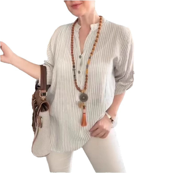 Damernas luftiga blus med charmig randig design Eva Jonsson-Eva Jonsson