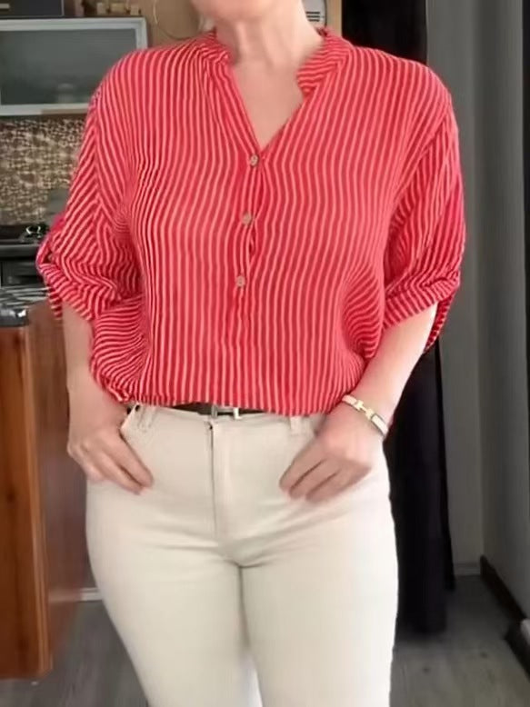 Damernas luftiga blus med charmig randig design Eva Jonsson-Eva Jonsson