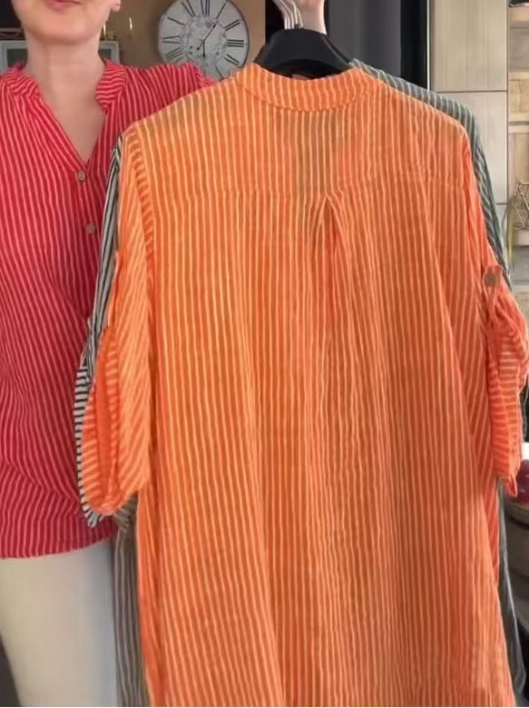 Damernas luftiga blus med charmig randig design Mirla-Eva Jonsson