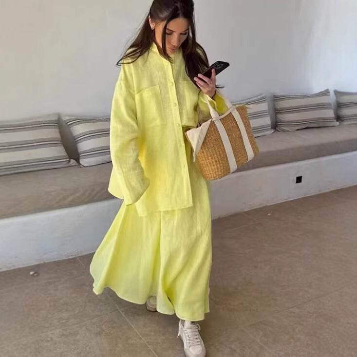 Damernas luftiga maxiklänning med elegant skjortkrage Eva Jonsson-Eva Jonsson