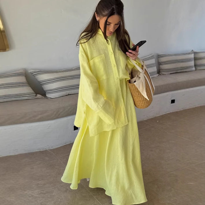 Damernas luftiga maxiklänning med elegant skjortkrage Eva Jonsson-Eva Jonsson