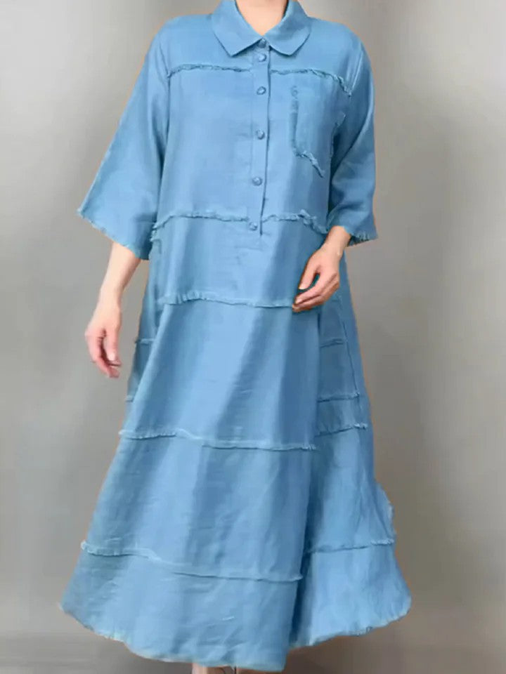 Damernas luftiga maxiklänning med eleganta volanger Eva Jonsson-Eva Jonsson