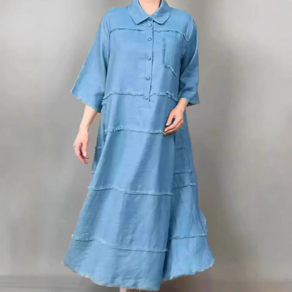 Damernas luftiga maxiklänning med eleganta volanger Eva Jonsson-Eva Jonsson