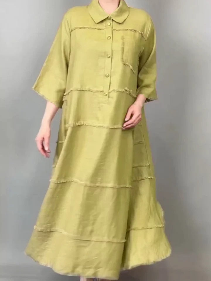 Damernas luftiga maxiklänning med eleganta volanger Mirla-Eva Jonsson