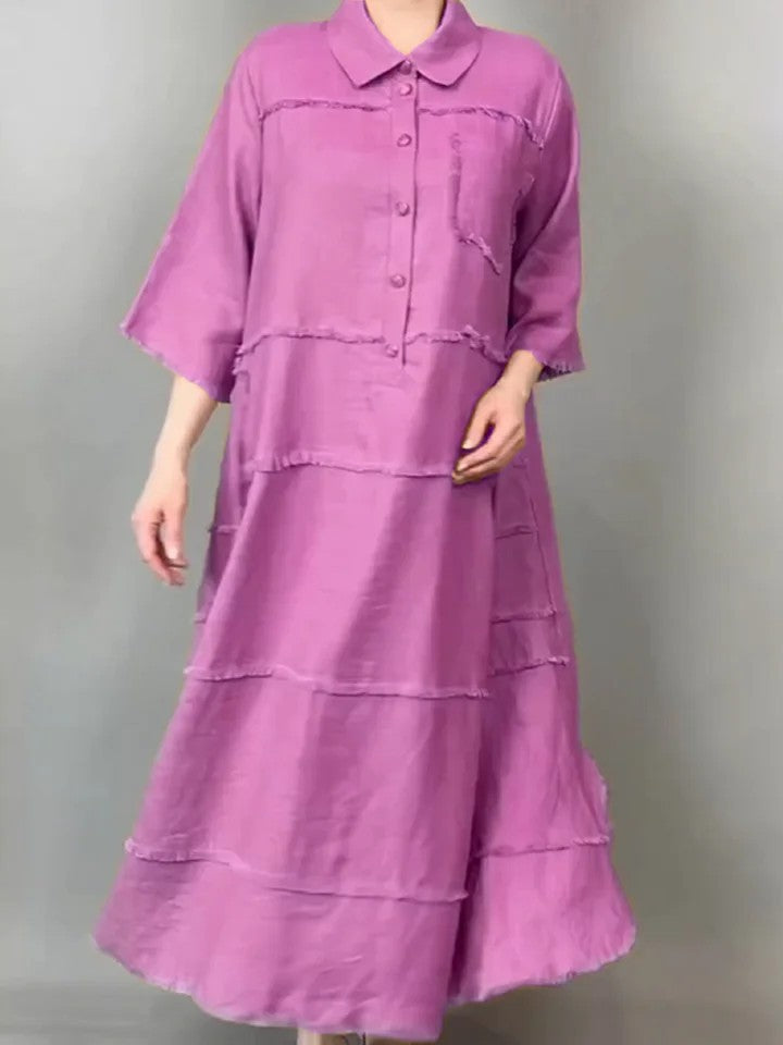 Damernas luftiga maxiklänning med eleganta volanger Mirla-Eva Jonsson