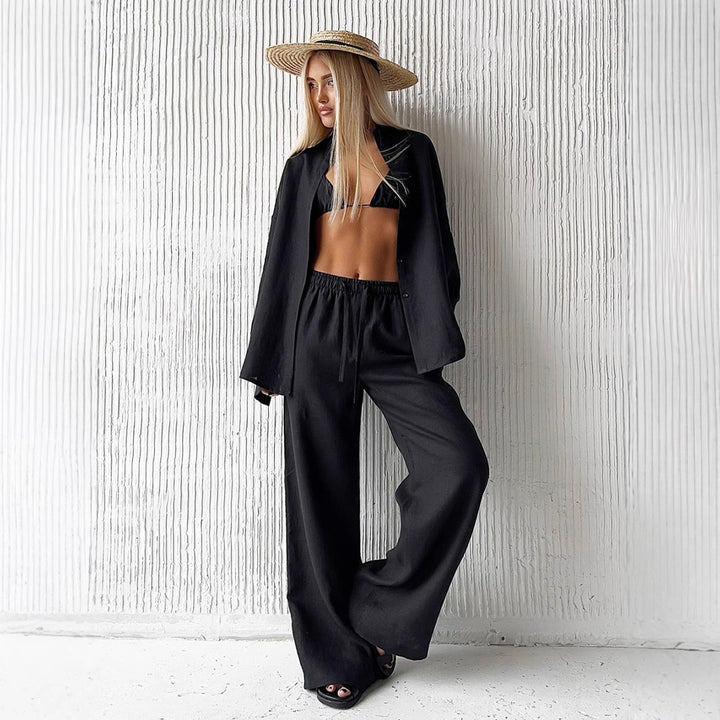 Damernas luftiga och stiliga linnekostymset Eva Jonsson-Eva Jonsson