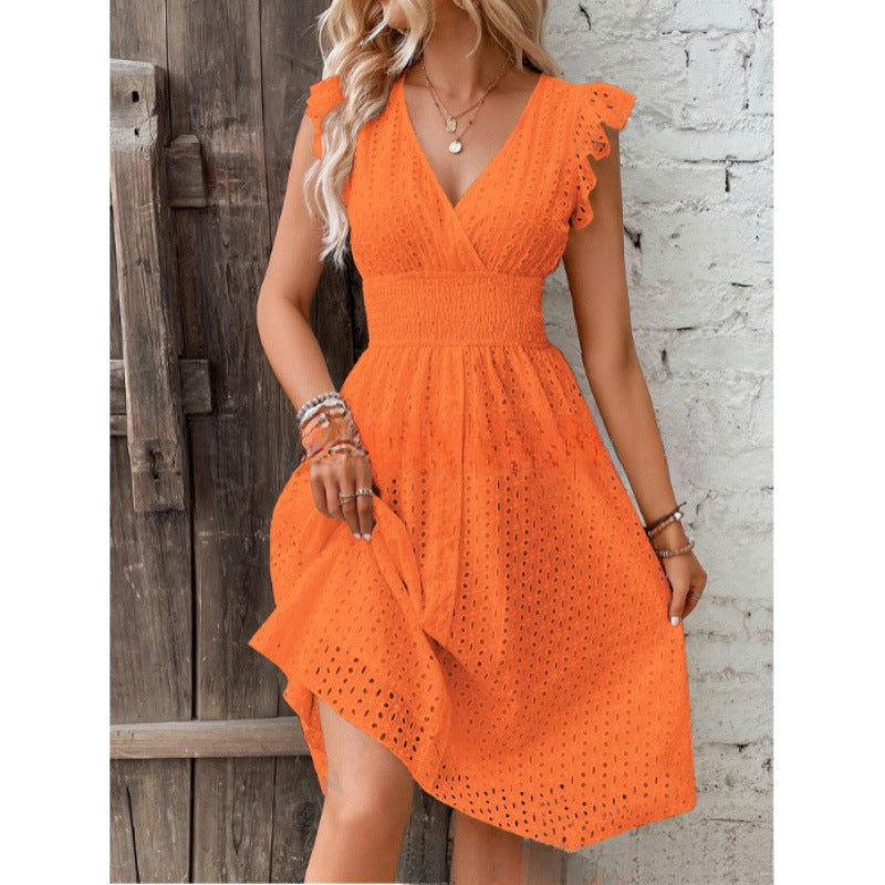 Damernas luftiga sommarklänning med rufsdetaljer Eva Jonsson-Eva Jonsson