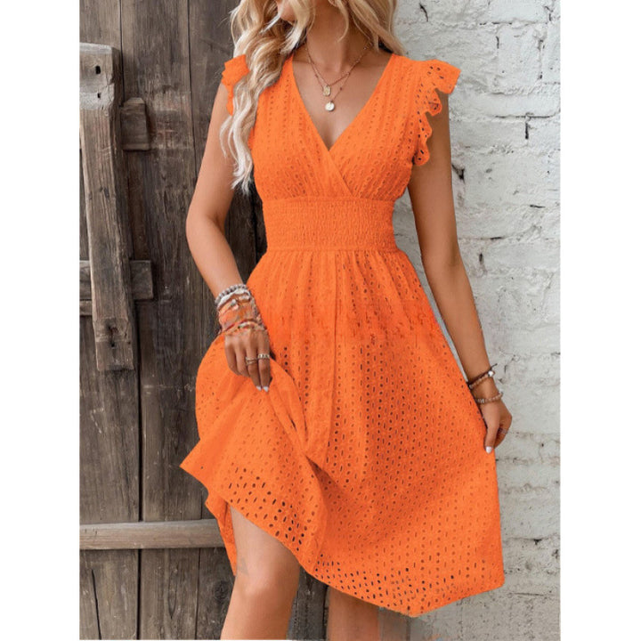 Damernas luftiga sommarklänning med rufsdetaljer Eva Jonsson-Eva Jonsson