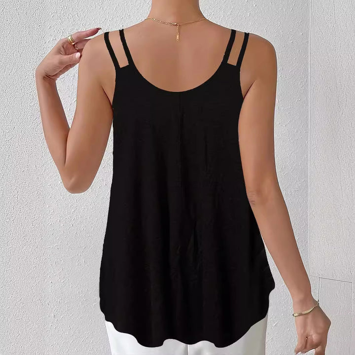 Damernas luftiga spaghetti-axelband topp med asymmetrisk skärning Eva Jonsson-Eva Jonsson