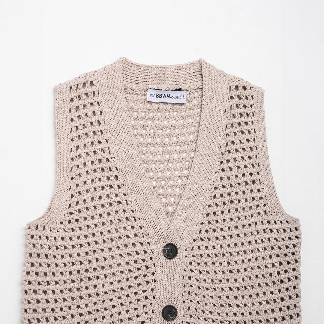 Damernas luftiga stickad väst Eva Jonsson-Eva Jonsson