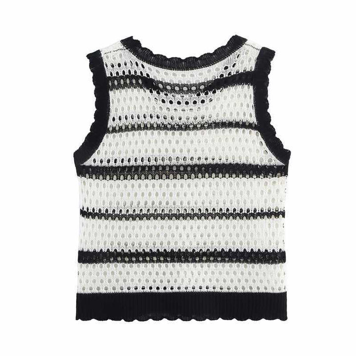 Damernas luftiga stickade jacka med mode-randmönster Eva Jonsson-Eva Jonsson