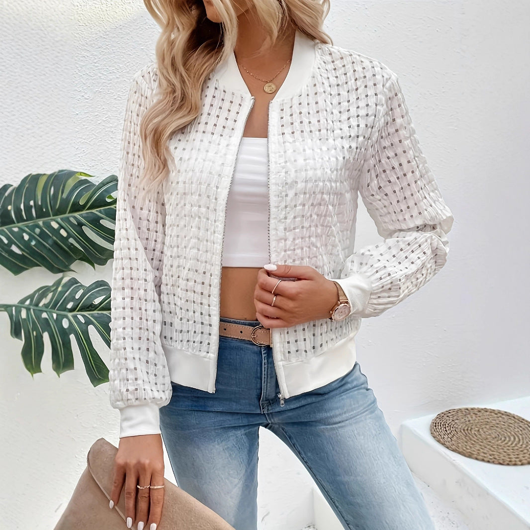 Damernas luftiga sweatshirtjacka med trendig strukturdesign Mirla-Eva Jonsson