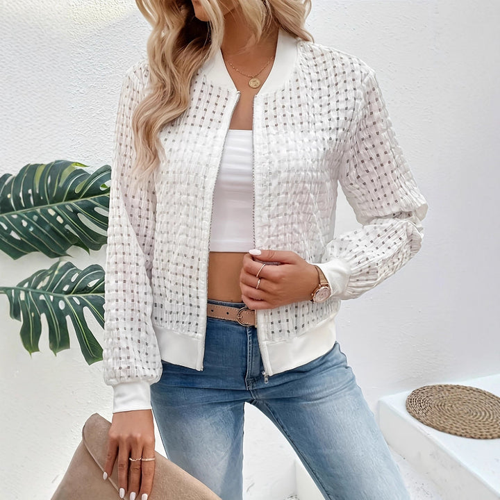 Damernas luftiga sweatshirtjacka med trendig strukturdesign Mirla-Eva Jonsson