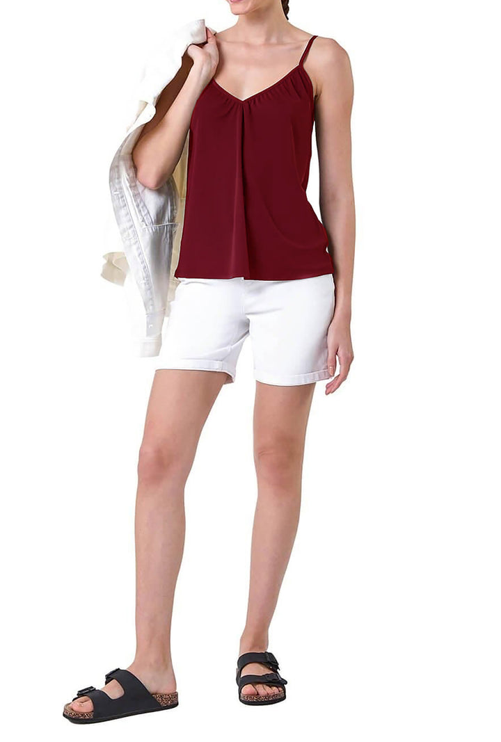 Damernas luftiga topp med V-ringning och dekorativa rynkor Eva Jonsson-Eva Jonsson