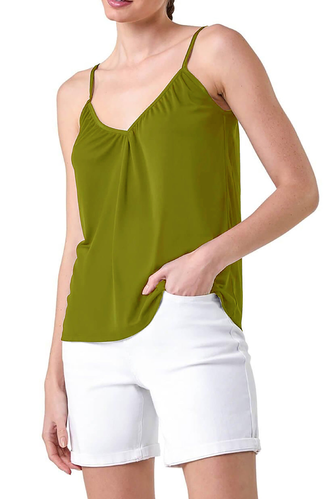 Damernas luftiga topp med V-ringning och dekorativa rynkor Eva Jonsson-Eva Jonsson