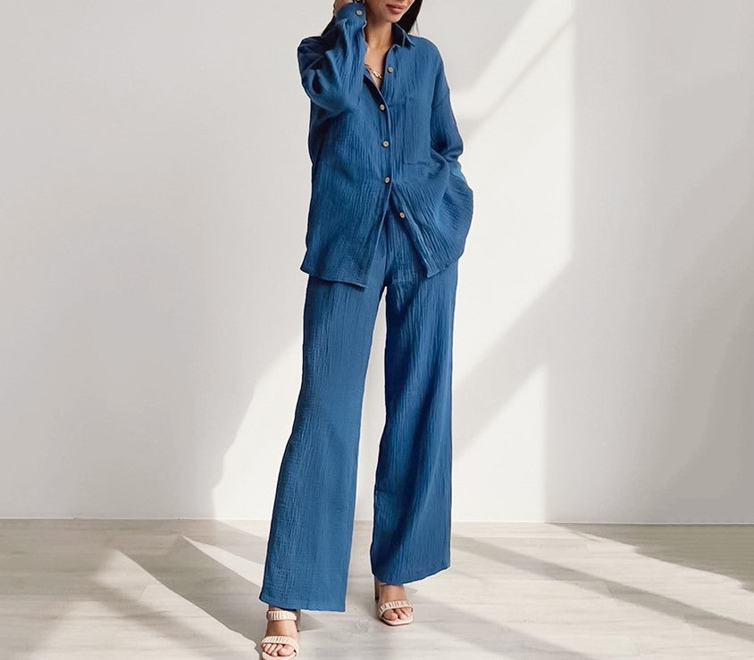 Damernas luftiga tvådelade set med strukturerad tyg Eva Jonsson-Eva Jonsson