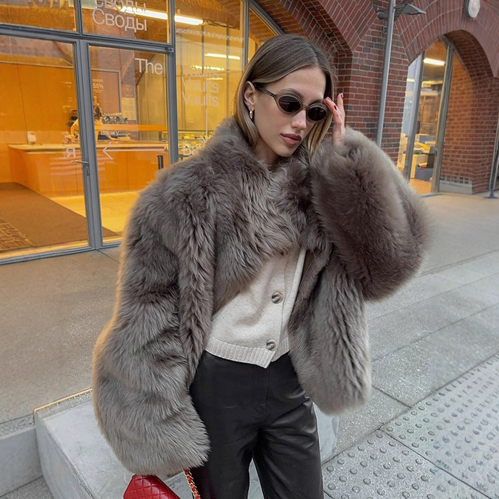 Damernas lyxiga konstpälsjacka med voluminösa ärmar Eva Jonsson-Eva Jonsson