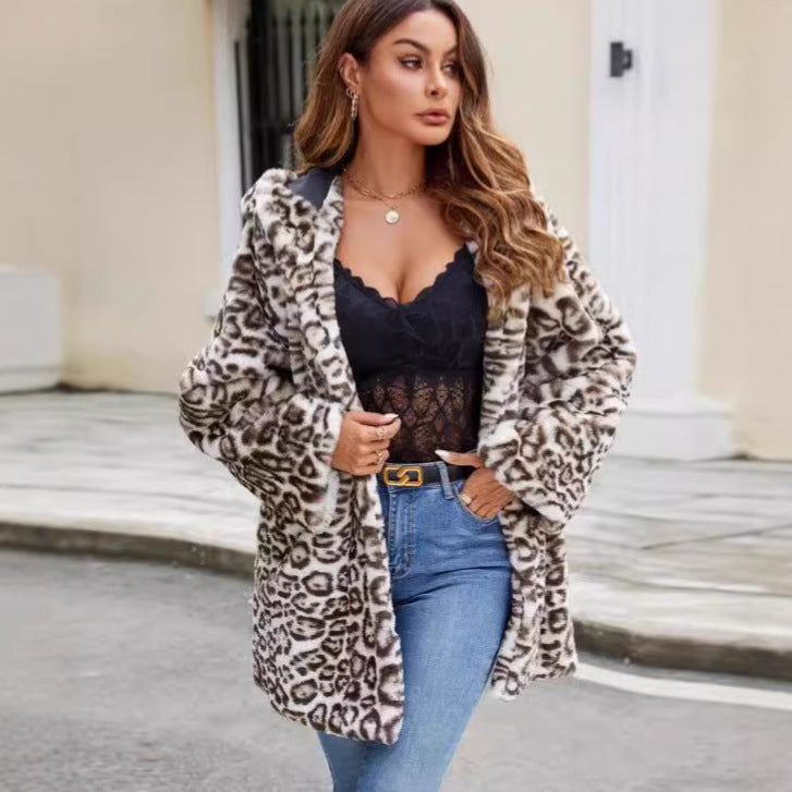 Damernas lyxiga konstpälskappa med huva Eva Jonsson-Eva Jonsson