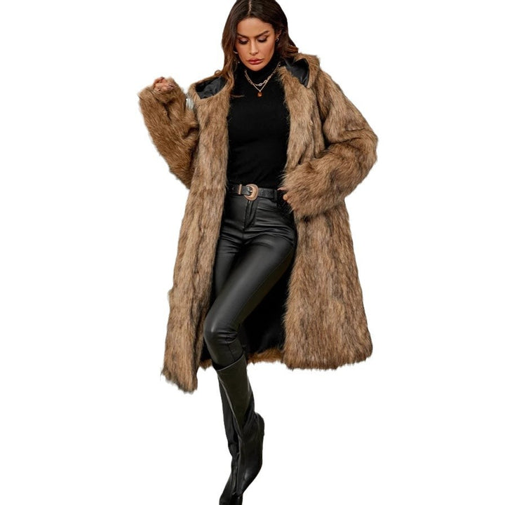 Damernas lyxiga konstpälskappa med vid skärning Eva Jonsson-Eva Jonsson