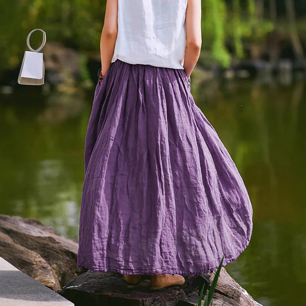 Damernas maxikjol i lätt linne tyg med flytande skärning Eva Jonsson-Eva Jonsson