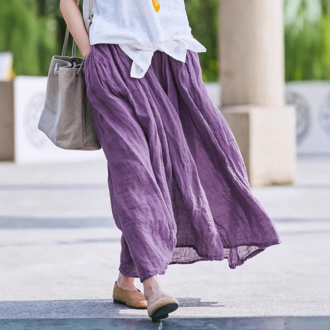 Damernas maxikjol i lätt linne tyg med flytande skärning Eva Jonsson-Eva Jonsson