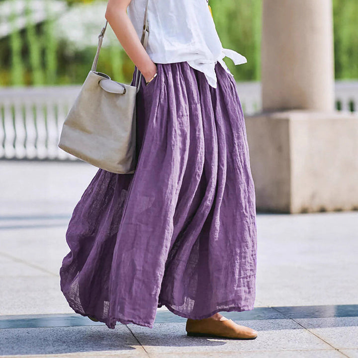 Damernas maxikjol i lätt linne tyg med flytande skärning Eva Jonsson-Eva Jonsson