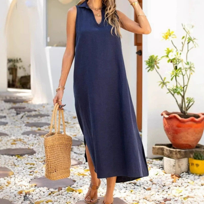 Damernas maxikjol med V-ringning och sidofickor Eva Jonsson-Eva Jonsson