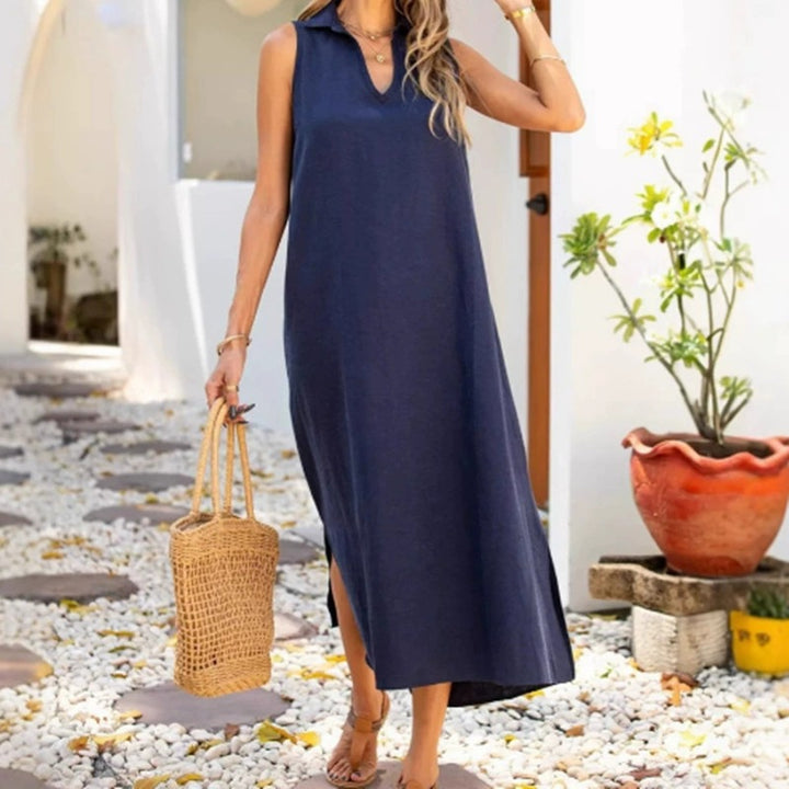 Damernas maxikjol med V-ringning och sidofickor Eva Jonsson-Eva Jonsson