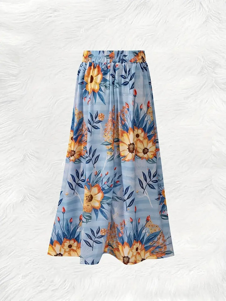 Damernas maxikjol med blommönster och elastisk midja Eva Jonsson-Eva Jonsson