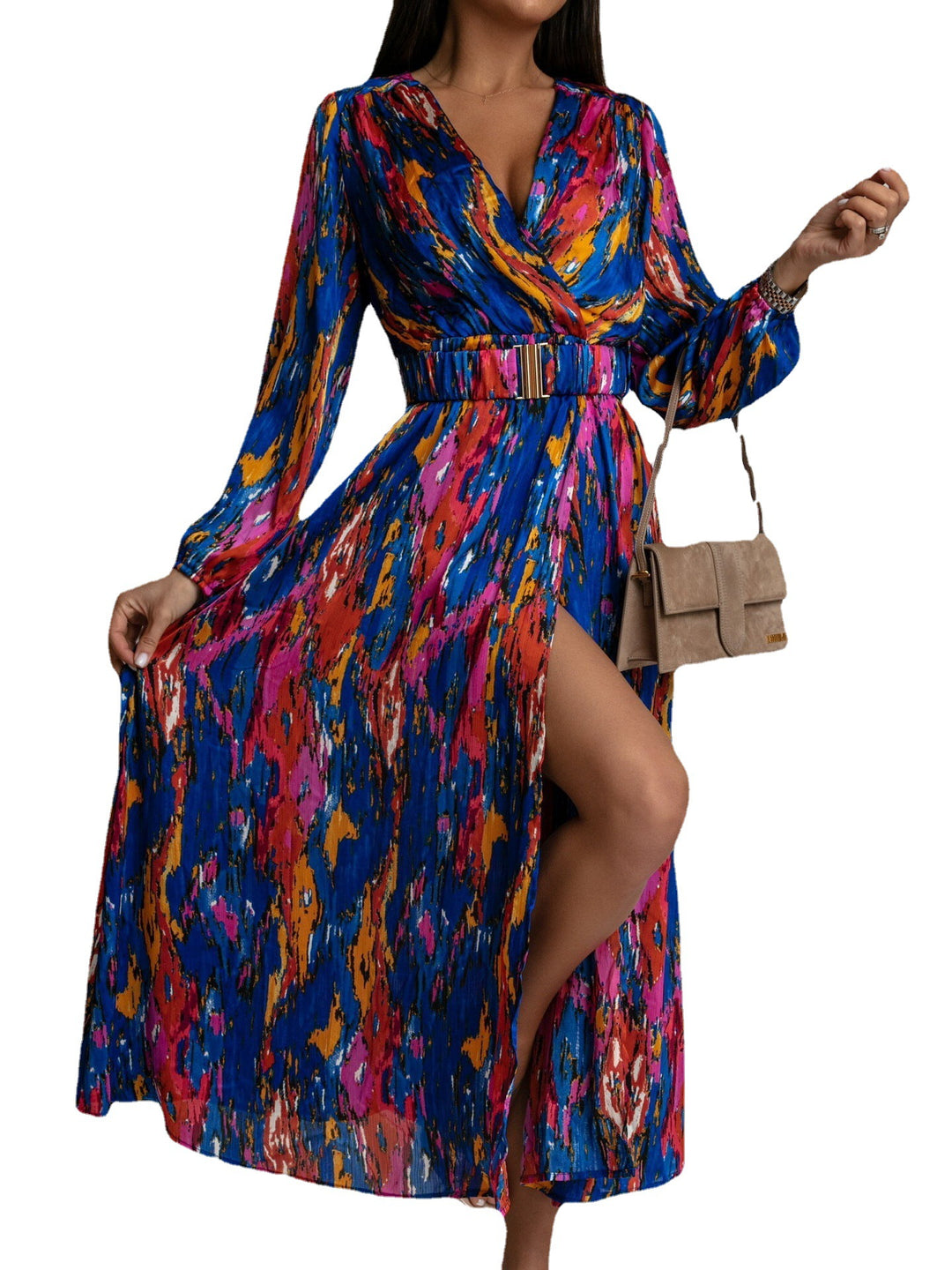 Damernas maxikjol med omlottdesign och florala accenter Eva Jonsson-Eva Jonsson