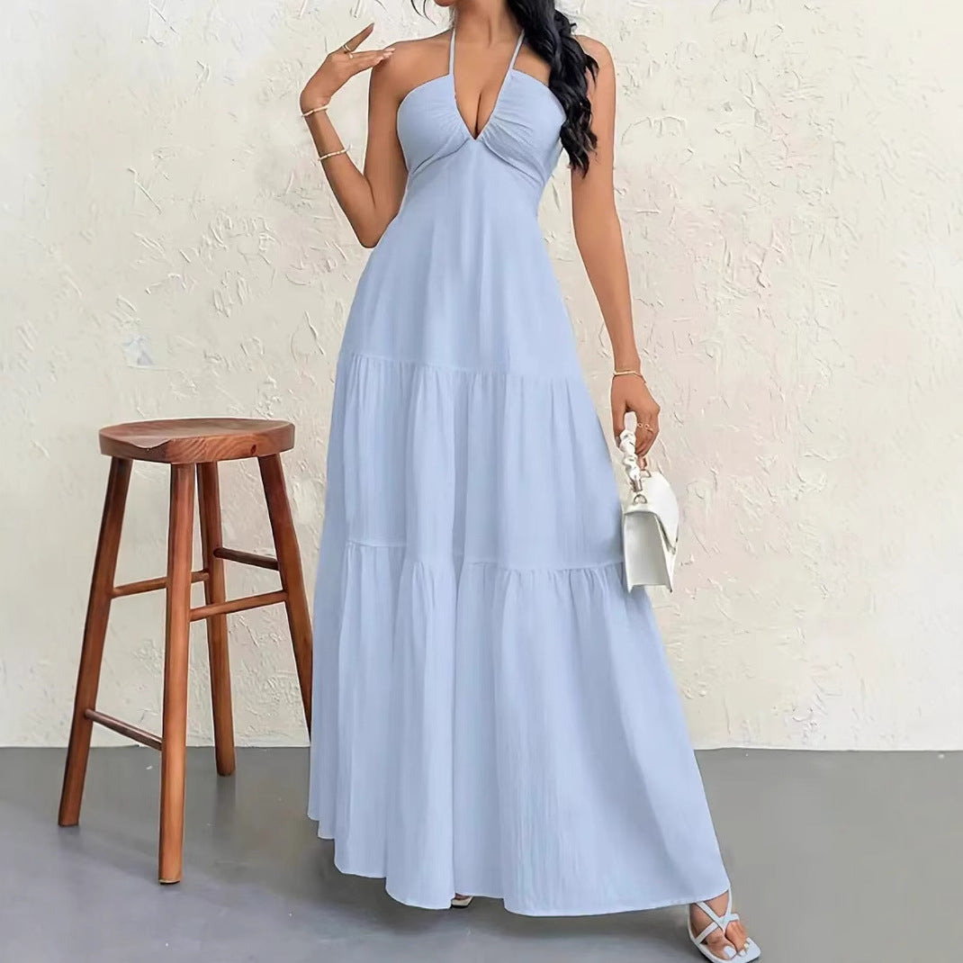 Damernas maxiklänning med axelbar design och avslappnade volangdetaljer Eva Jonsson-Eva Jonsson