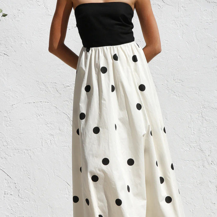 Damernas maxiklänning med bärande topp och lekfullt prickmönster Eva Jonsson-Eva Jonsson