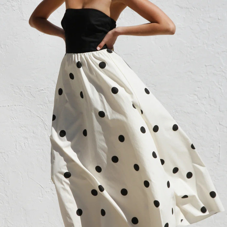 Damernas maxiklänning med bärande topp och lekfullt prickmönster Eva Jonsson-Eva Jonsson