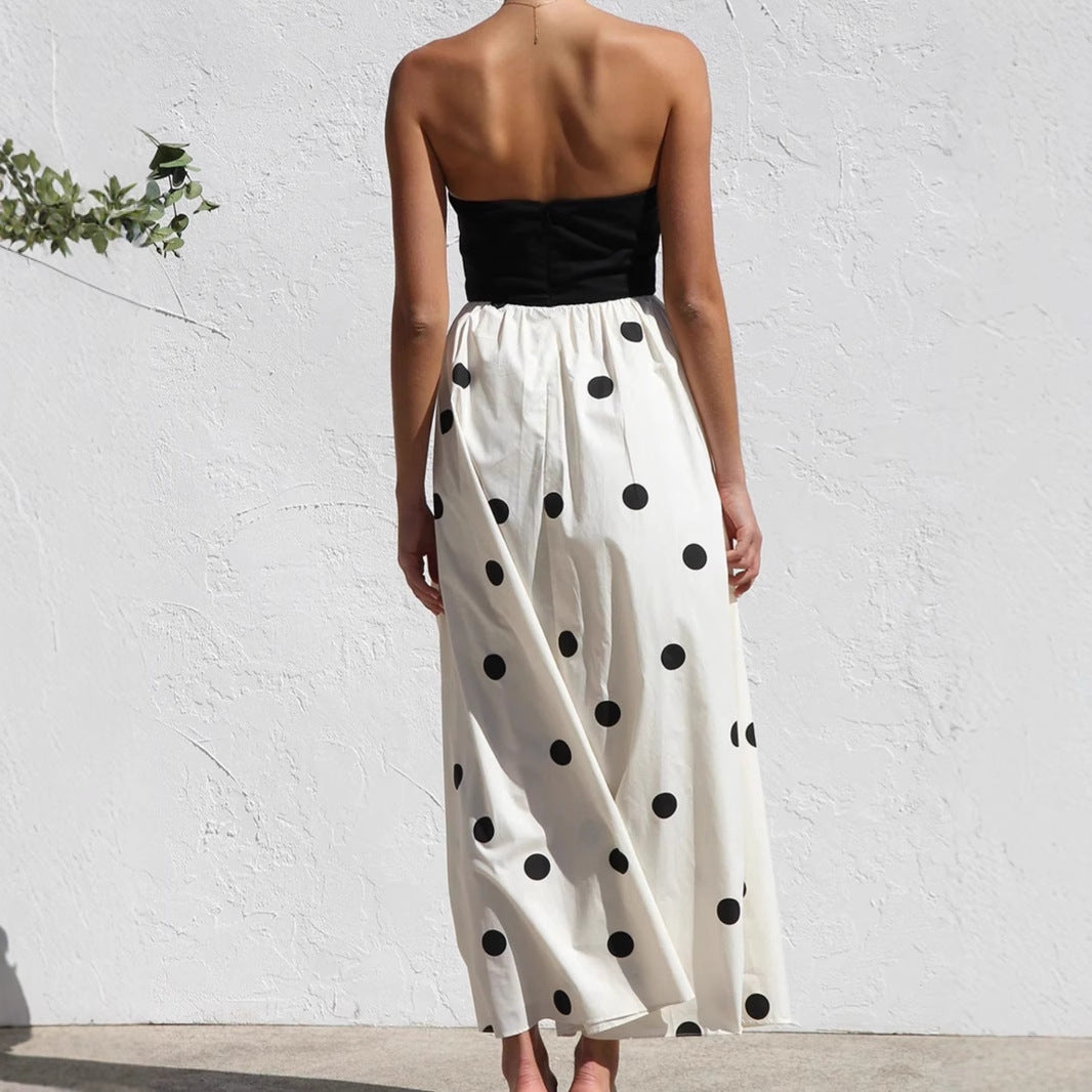 Damernas maxiklänning med bärande topp och lekfullt prickmönster Eva Jonsson-Eva Jonsson