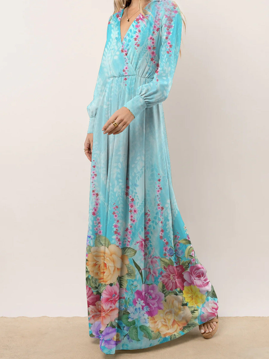 Damernas maxiklänning med blommönster och elegant passform Eva Jonsson-Eva Jonsson