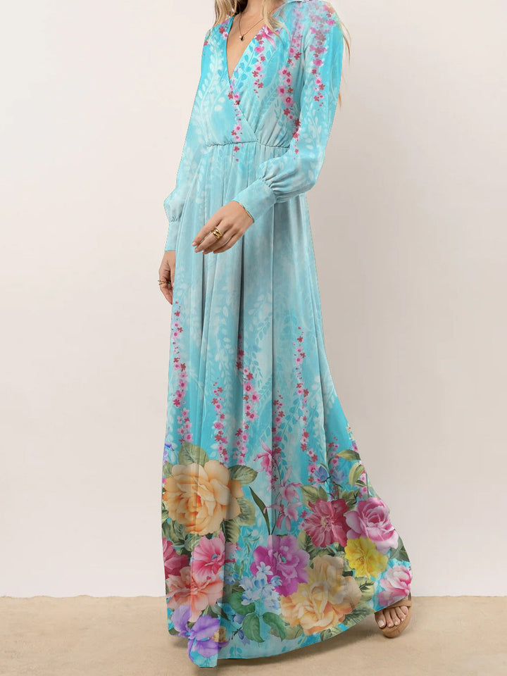 Damernas maxiklänning med blommönster och elegant passform Eva Jonsson-Eva Jonsson